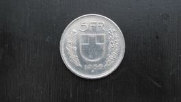 5 Franken 1966 Silbermuenze guter Zustand