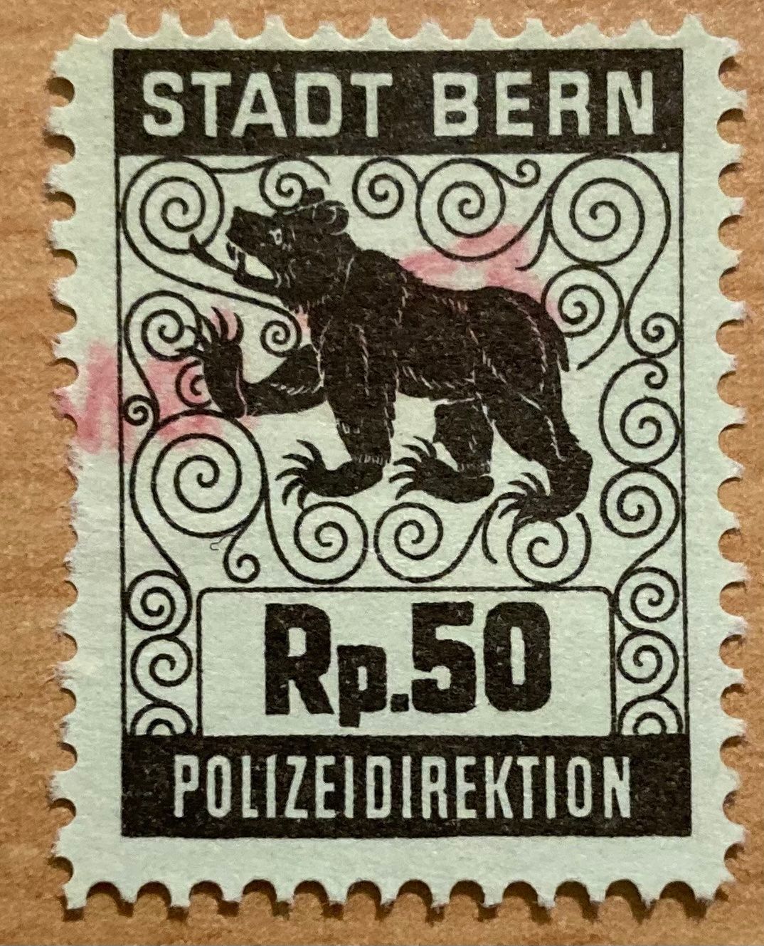 Tutti i francobolli: Fiskalmarke Stadt Bern Polizeidirektion – Usato da Hunzenschwil venduto da zibu88