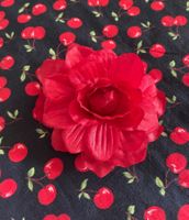 Barrette pince rose rouge en tissu - NEUVE