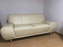 Cream Leather Sofa