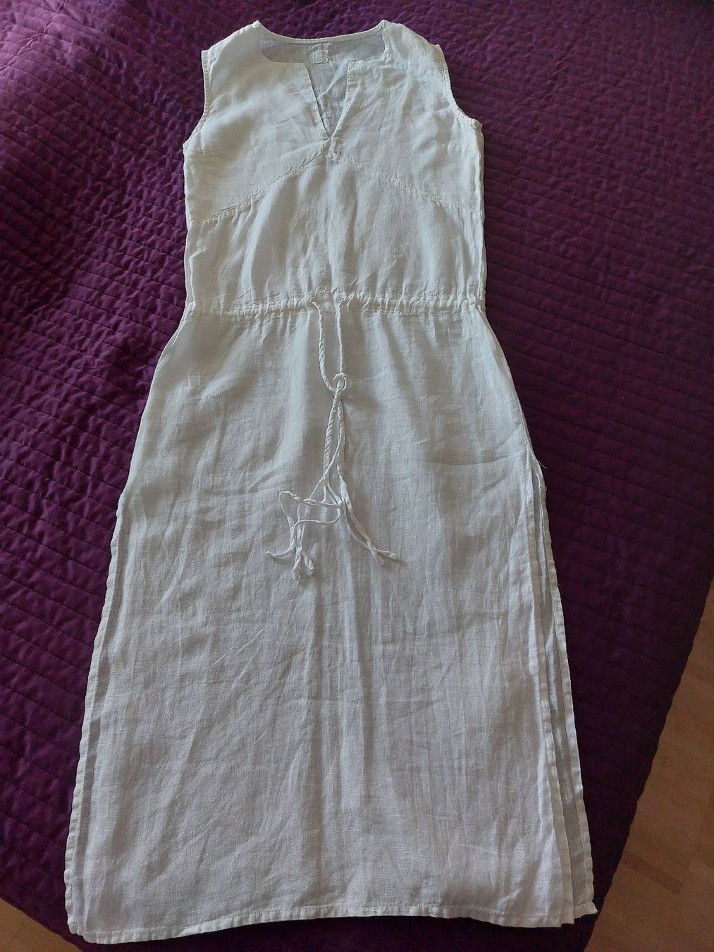 Vestiti: Wunderschönes 120% Lino Kleid weiss Gr. S  – Usato da Thun venduto da Alexanna