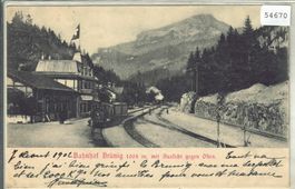Brünig - Bahnhof mit Aussicht gegen Osten - Karte nach Paris