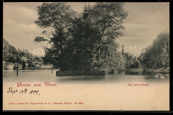 Ansichtskarten: AK Thun, Aare-Insel – Gebraucht aus Berlin von bartko-reher