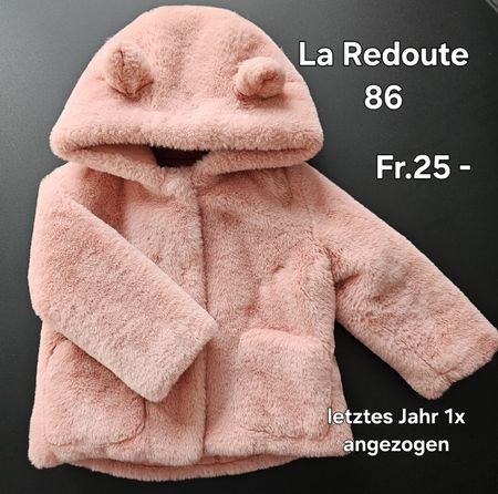 Plüschjacke, rosa   mit Kapuze, Gr.86, La Redoute, neuwertig