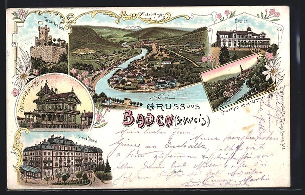 Cartes postales: Litho Baden, Grand Hotel, Restaurant Cha – D'occasion à Berlin par bartko-reher