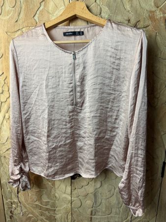 Bershka Bluse, Satin-Look, Altrosa - S