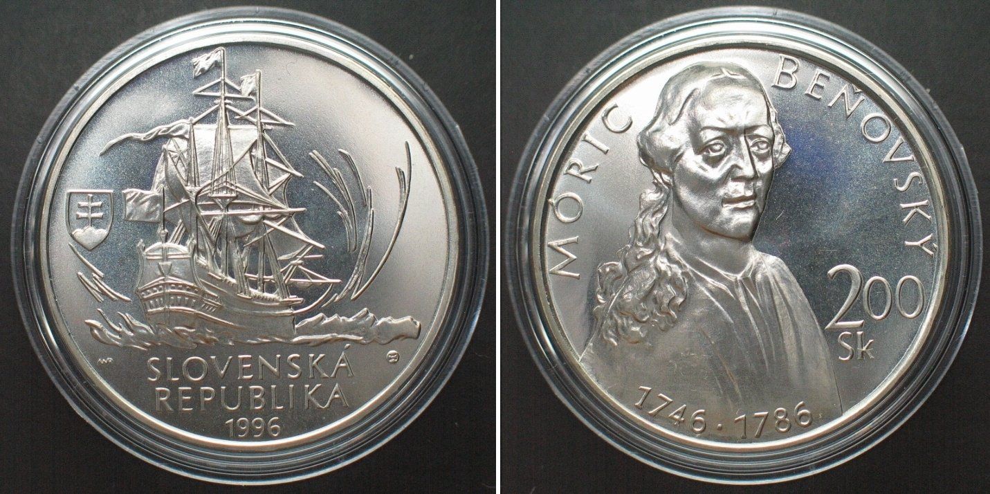 Tutti le monete: SLOWAKEI 200 Korun 1996 MORIC BENOVSKY Silber stgl – Usato da Riehen venduto da sesambestcoins2004