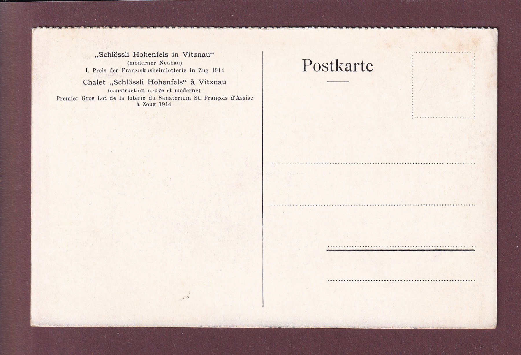 Cartoline postali: VITZNAU - Schlössli Hohenfels – Usato da Pully venduto da nicecards 1