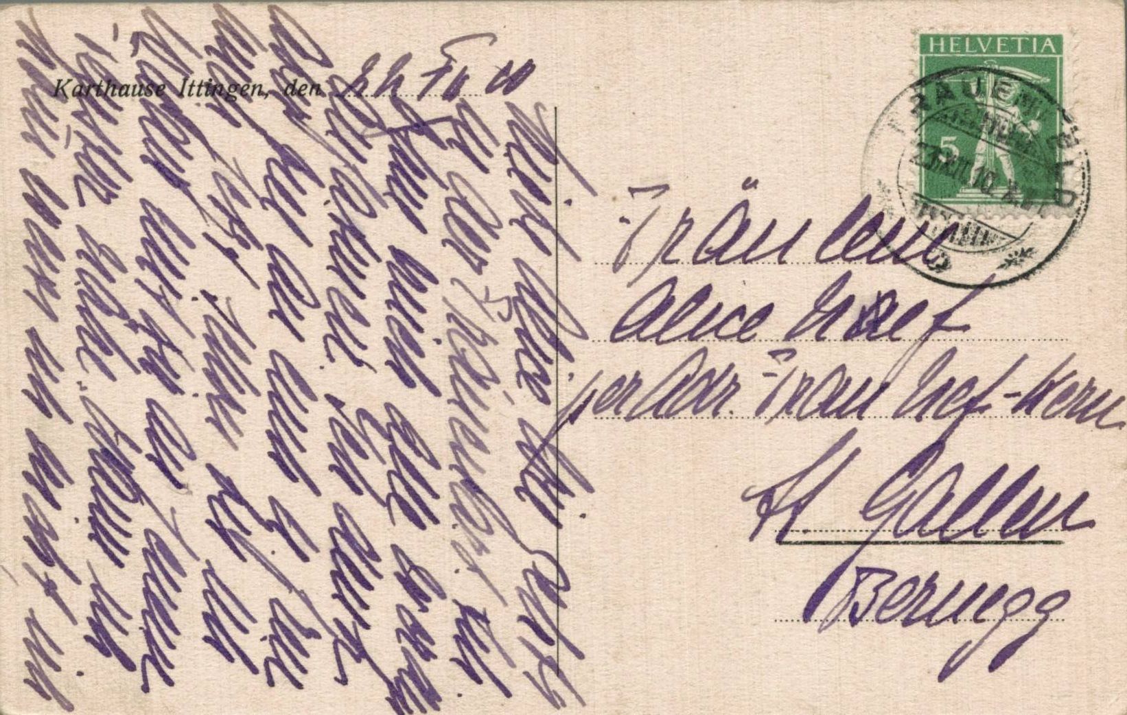 Ansichtskarten: Alte Ansichtskarte Karthause Ittigen mit Stempel 1910 – Gebraucht aus Luzern von Kartenansicht 1