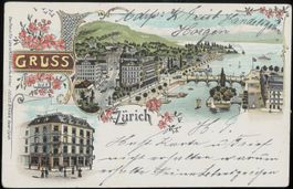 Ansichtskarte, Lithographie Gruss aus Zürich 1900