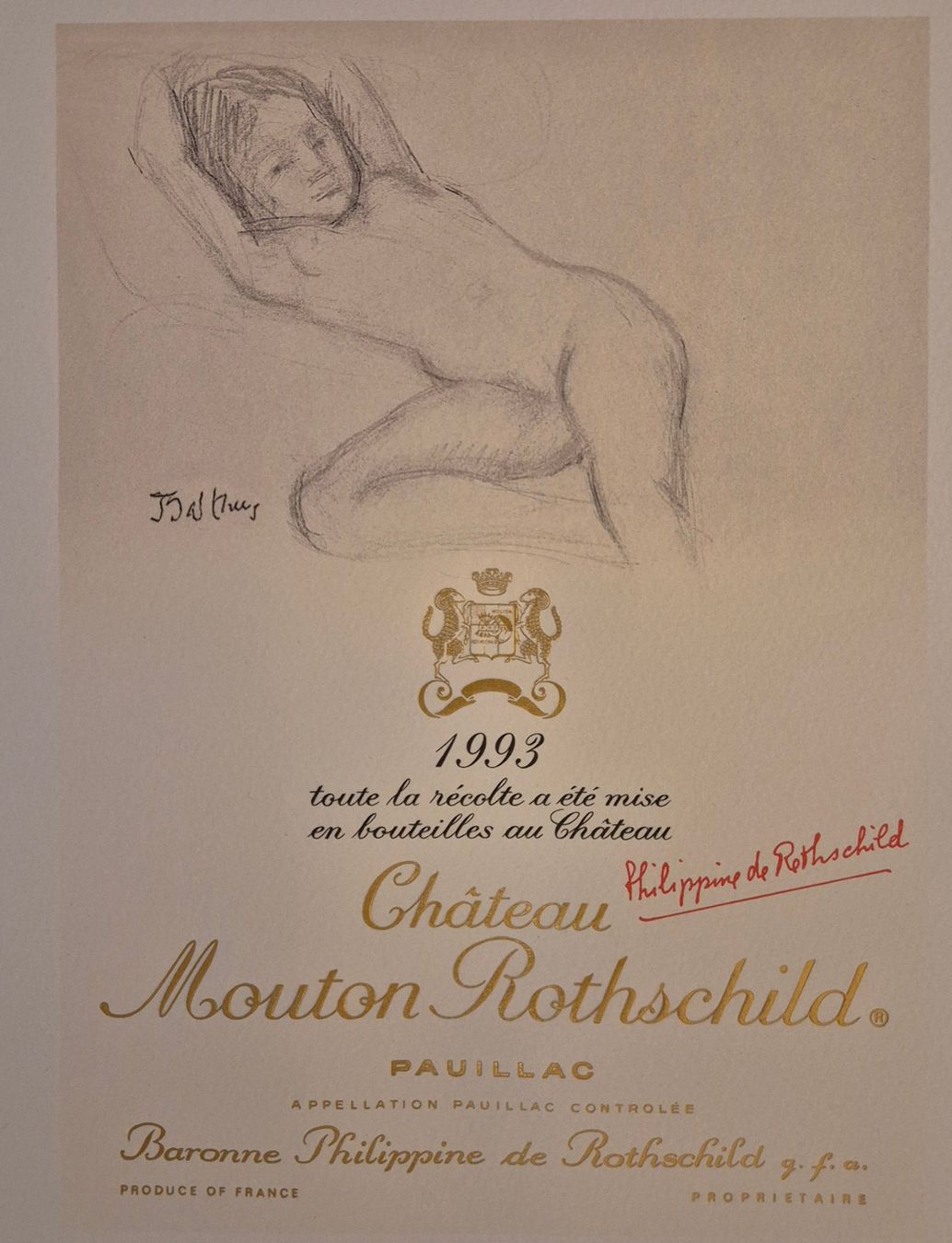 Grafica & Litografie: Mouton Rothschild Litho, 1993, Balthuz – Usato da Luzern venduto da Louis-XVI