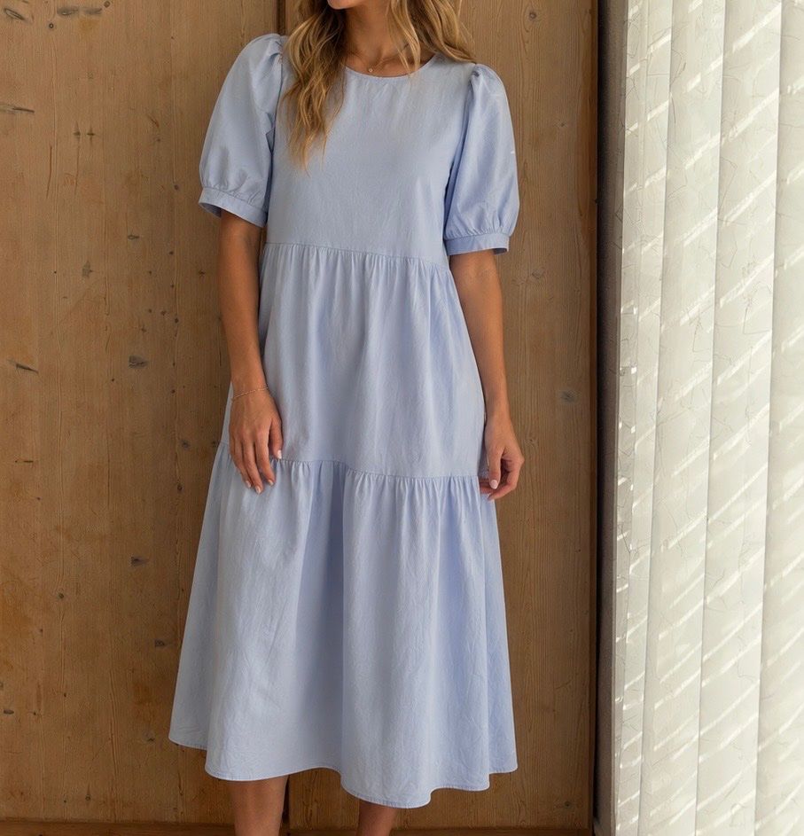 Vestiti: Baumwolle Maxikleid mit Puffärmeln, Gr. S – Usato da Zürich venduto da Eb_