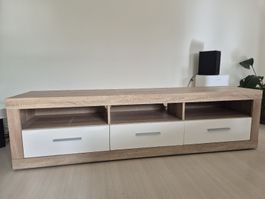 TV-Möbel Holzoptik 185cm drei Schubladen weiss Top Zustand