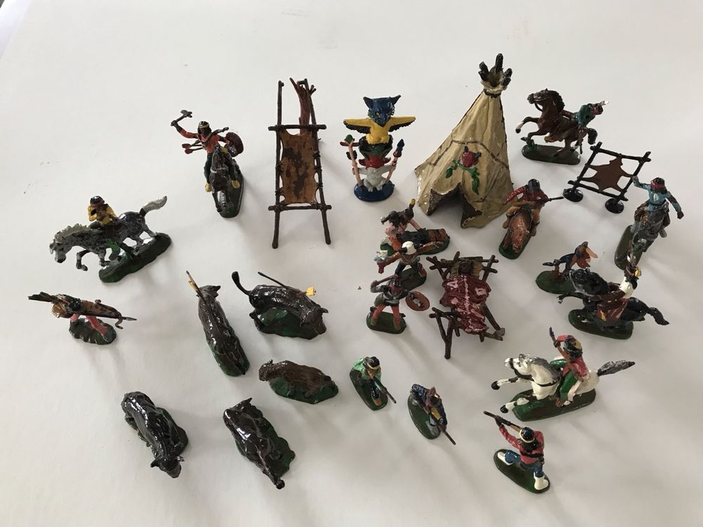 Lot De 25 Figurines Clairet Far West – Cow-boys Et Indiens, Jouets Miniatures En Plastique Pour Enfants