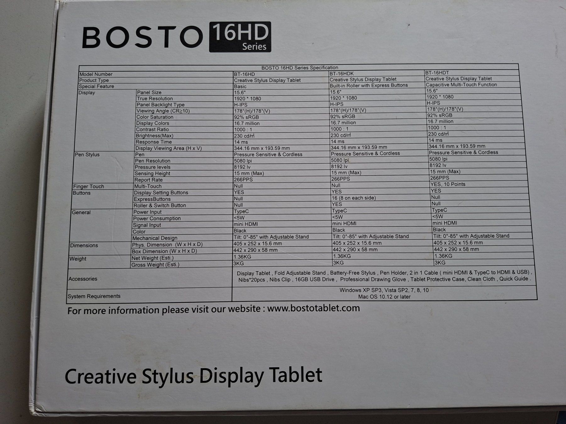 Tablet PC: Tablet BOSTO 16HD Creative Stylus Display, 15.6" – Nuovo (secondo la descrizione) da Oberhasli venduto da Cortina 5