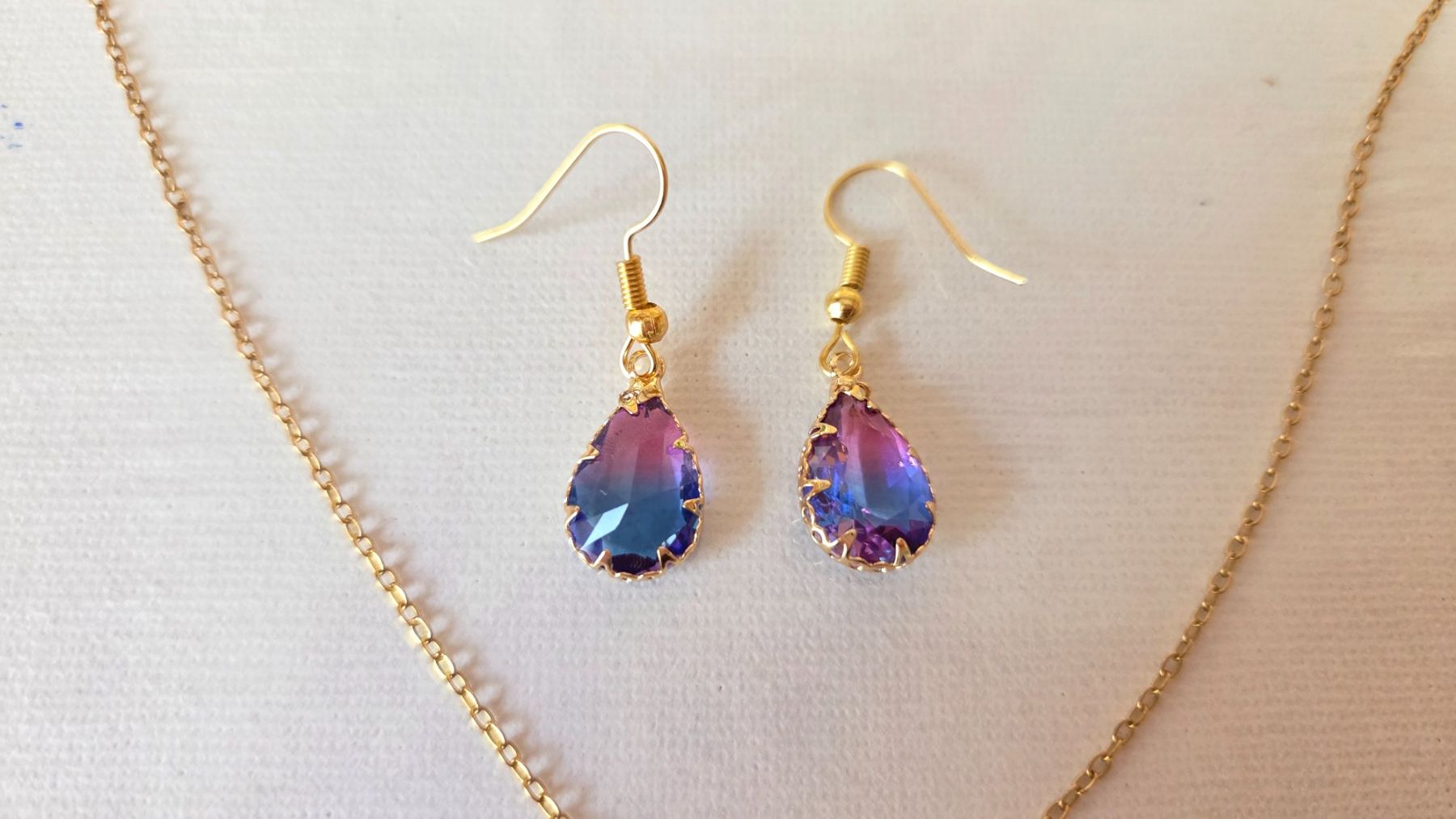 Orecchini pendenti & Orecchini a lobo: Schmuck set Blau Lila Ohrringe Kette Frühling Modeschmuck – Nuovo (secondo la descrizione) da Weggis venduto da Leeclipse 2