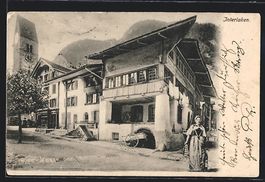 Interlaken, Strassenpartie mit Turmuhr