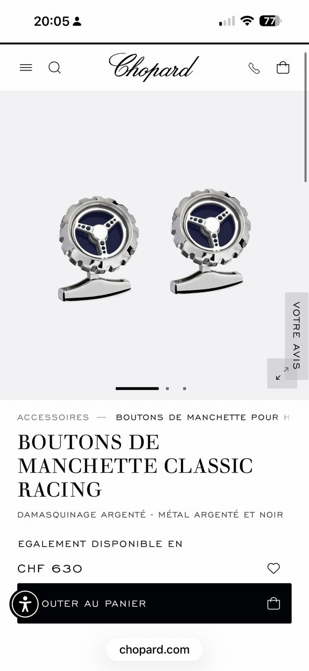 Chopard Manschettenknöpfe: Boutons de manchette Chopard Classic Racing argentés – Neu und originalverpackt aus Vésenaz von mar_n696 1