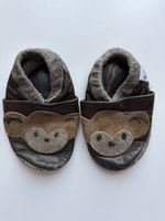 Krabbelschuhe Leder Affe braun gebrauchter Zustand