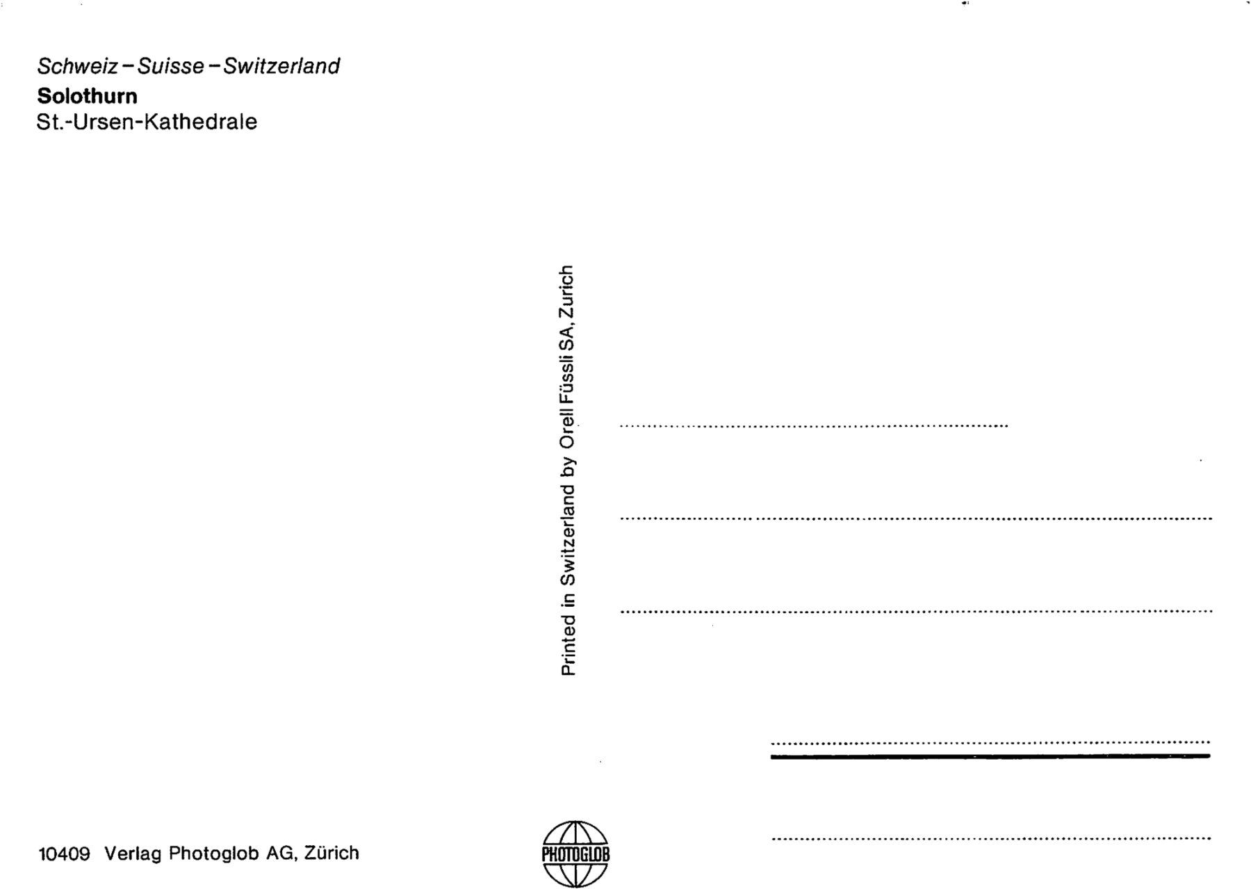 Cartoline postali: SO - Solothurn, St. Ursen Kathedrale – Usato da Ottikon b.Kemptth. venduto da Neptun1974 1