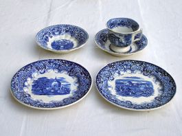 Antikes Steingut Konvolut Hornberg – Blau-Weiss um um 1900