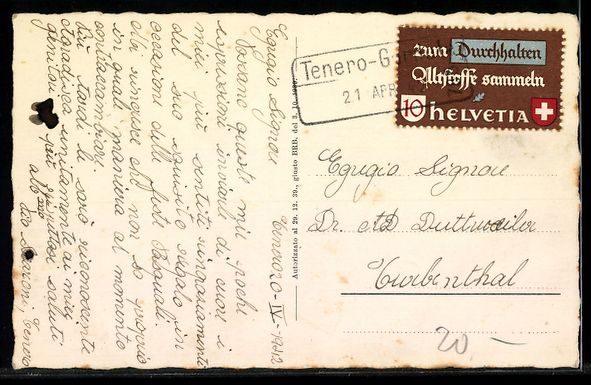 Cartoline postali: Tenero, Veduta della strada con case e v – Usato da Berlin venduto da bartko-reher 1