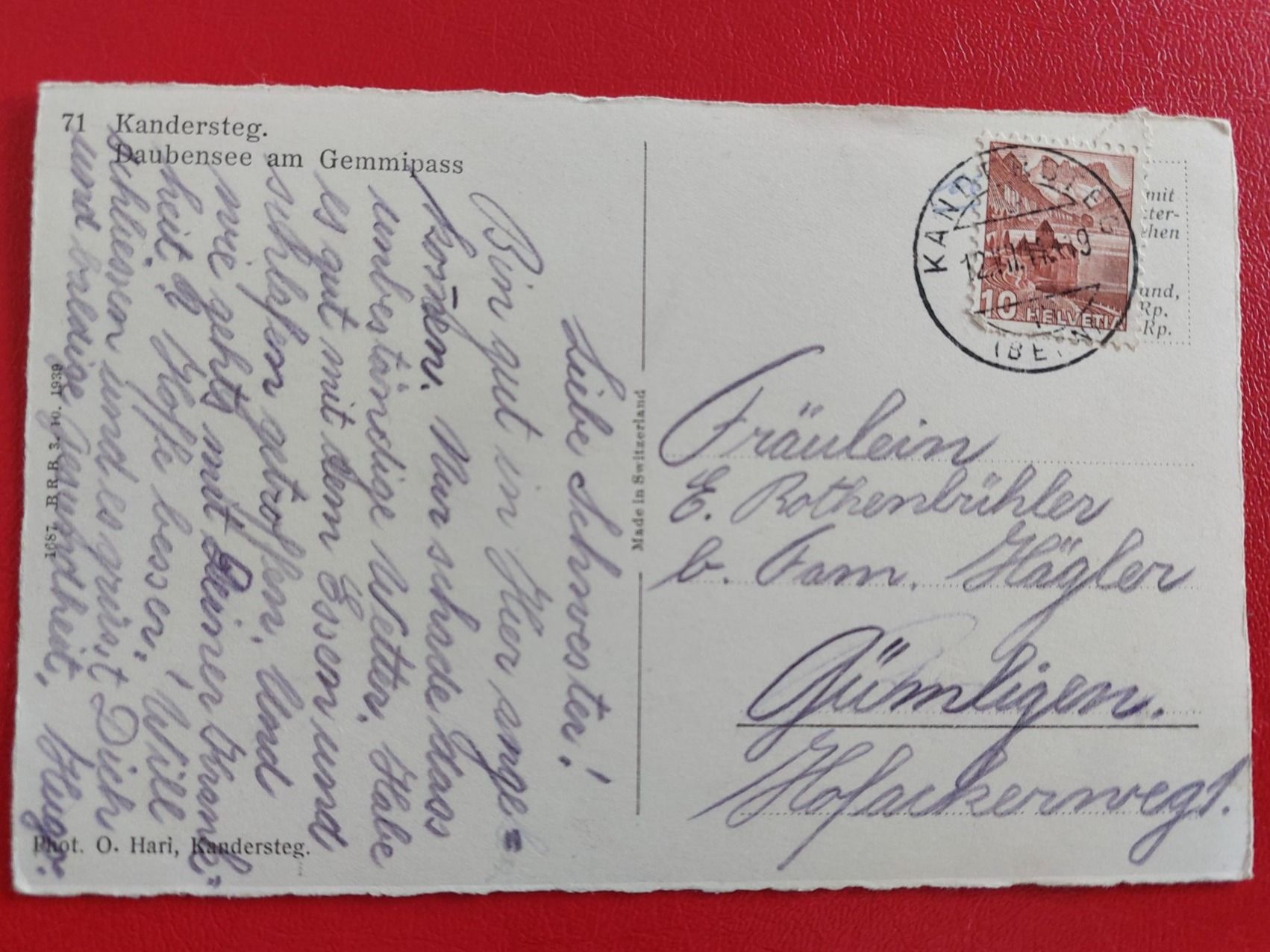 Cartoline postali: Kandersteg, Daubensee am Gemmipass 1944 – Usato da St-Légier-Chiésaz venduto da Theo006 1
