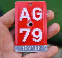 Velonummer AG 79 von 1979 - Aargau