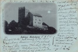 Schloss Habsburg, Mondscheinkarte, Stabstempel? gel. 1905