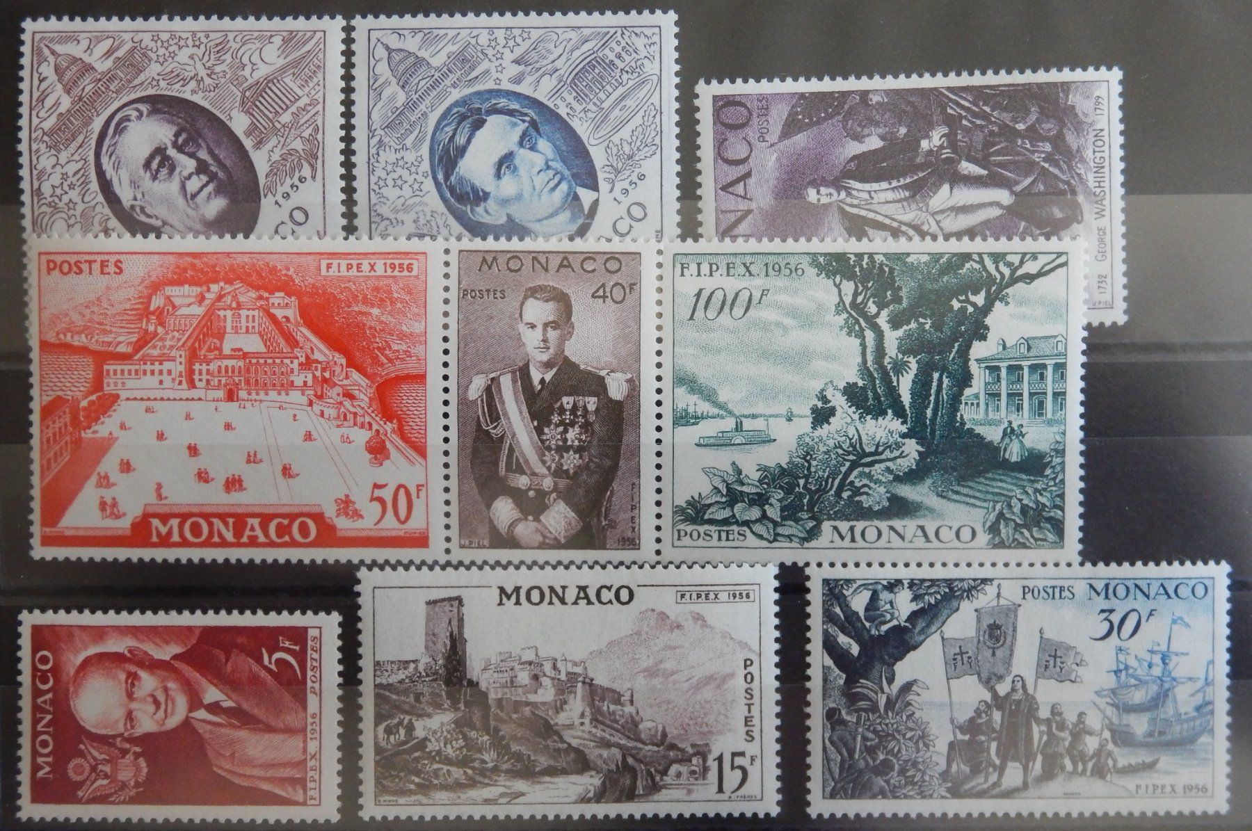 Tutti i francobolli: Monaco Kat. 527-35 **/* 1956 – Usato da Zürich venduto da Muehlekauf