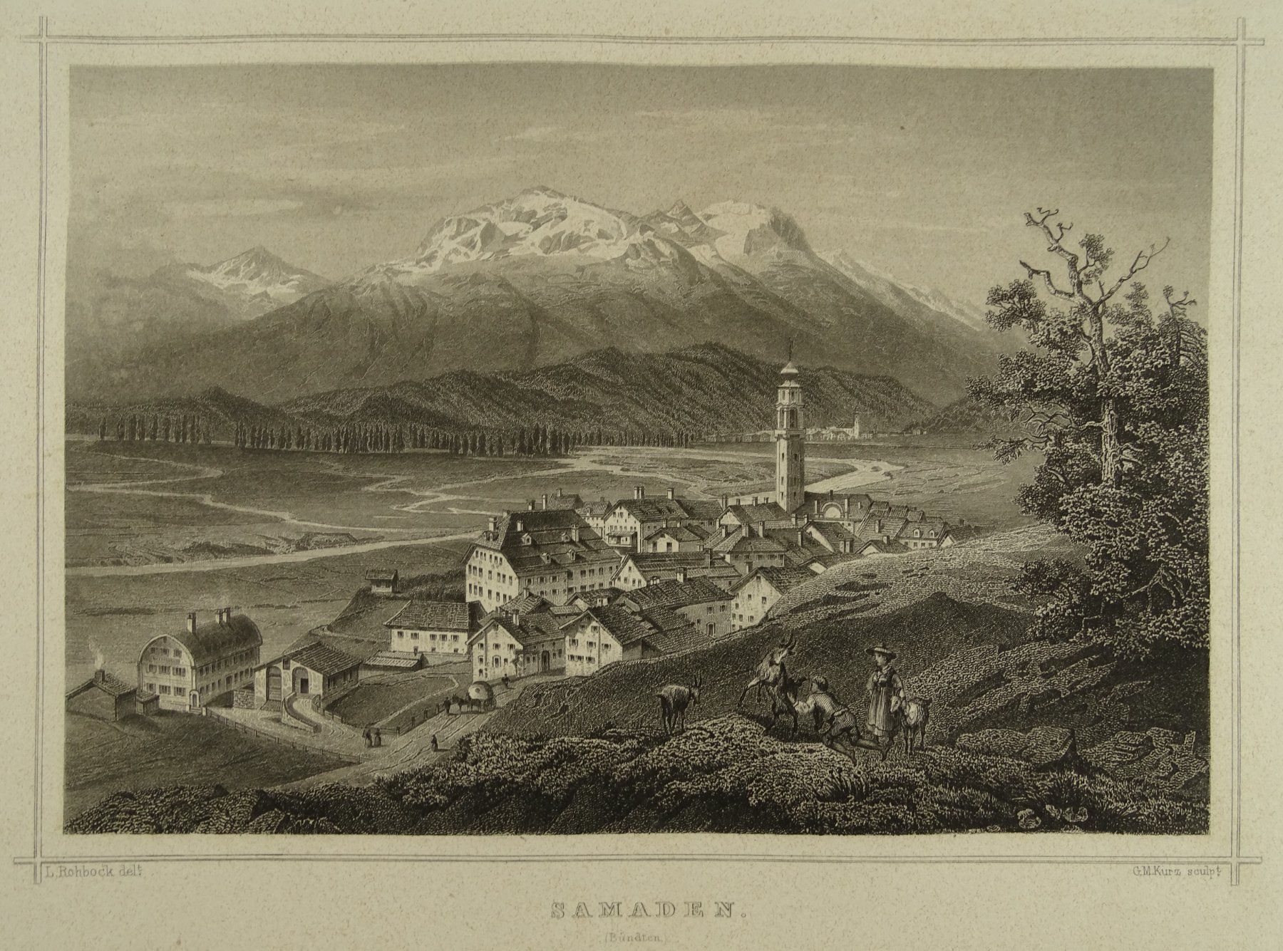 Incisioni: SAMADEN, STAHLSTICH NACH ROHBOCK 1870 – Usato da Grüningen venduto da Kartensammler 1