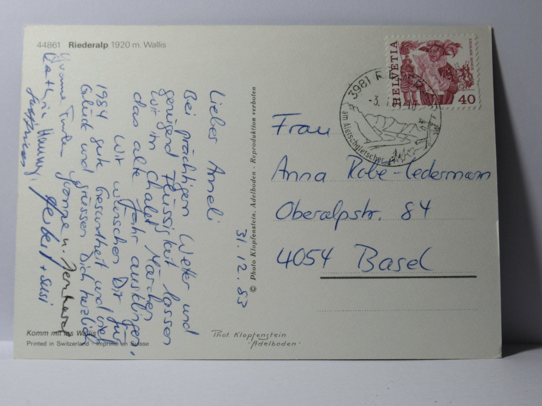 Cartoline postali: Riederalp , Skilift – Usato da Grenchen venduto da Bluemchen1900 1