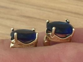 Luxus Elegante Ohrschmuck Ohrstecker Farbe Gold / Blau