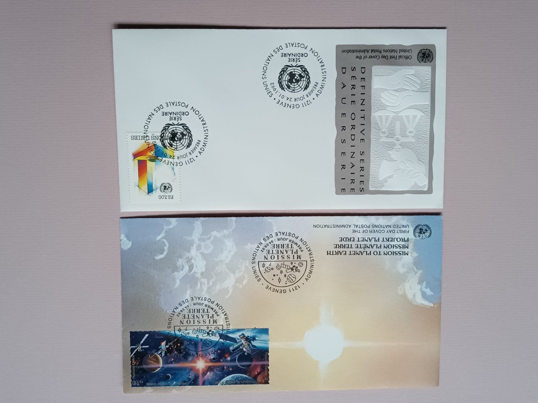 Tutti i francobolli: UNO Genf 1992 FDC 2 Stück – Usato da Sissach venduto da eriluz