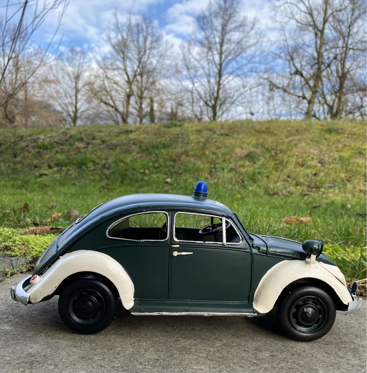 Volkswagen Modellini d'auto: VW Käfer Polizeileitung aus Blech – Nuovo (secondo la descrizione) da Langendorf venduto da Blechfahrzeuge 7