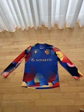 FC Basel Trikot Macron Langarm blau bunt Grösse S 