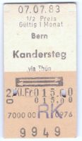 Billette Bern – Kandersteg via Thun mit Rk gestempelt