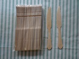 52 Stk. NEUE Einweg Messer aus Holz 20 cm - 226060