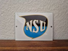 Emailschild NSU Motorrad Werkstatt Service Emaille Schild