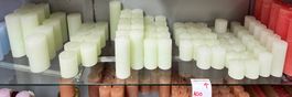 100 Posten Raureif Kerzen pastellgrün aus Liquidation