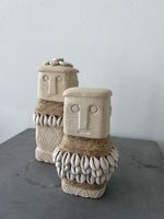 Dekorative Figuren Set 2 Stk. Stein mit Muscheln und Hanf