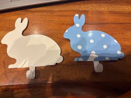 2 neue süsse Hasen  Wandhaken Deko Frühling Ostern...
