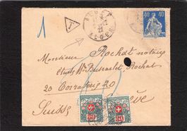Algerien - Genf ,gel. 1922 ,Nachporto,Tax-Stempel ,sitz.Helv