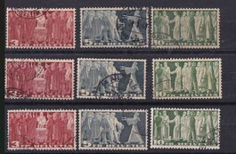 Trois séries images symboliques oblitérées cote 115