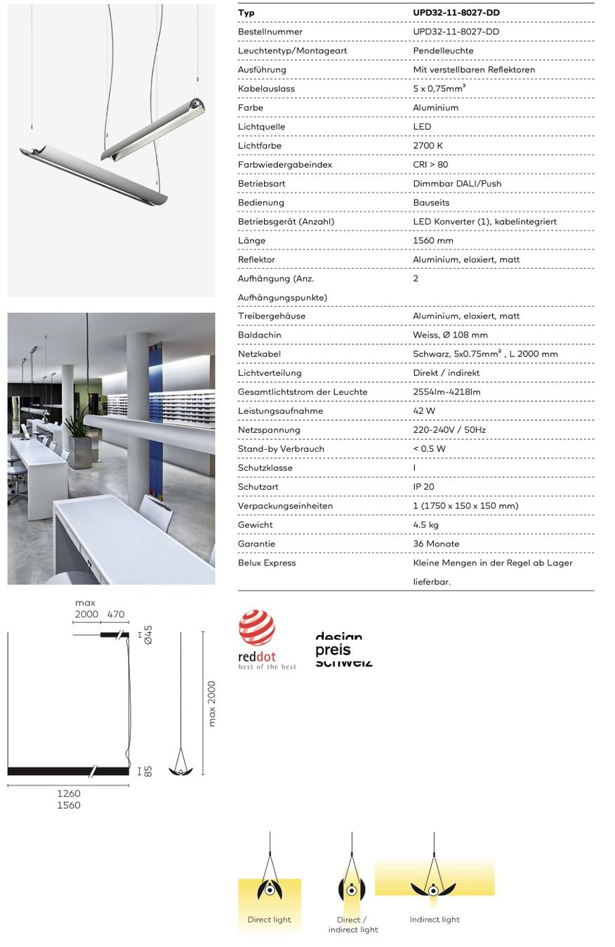 Belux Lampade: Belux Updown Pendelleuchte – Usato da Romanshorn venduto da Ogum 1