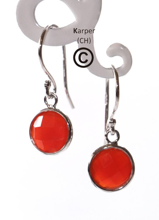 Boucles D'oreilles En Argent 925 Et Cornaline Bo C1