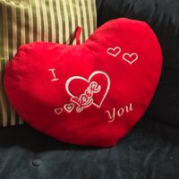 Herz Kissen rot mit Stickerei I Love You  Top Zustand