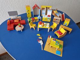 viele verschiedene Goki Holz Puppenhaus  Möbel