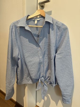 H&M Bluse, gestreift, hellblau/weiss, Gr. 38 - Top Zustand!