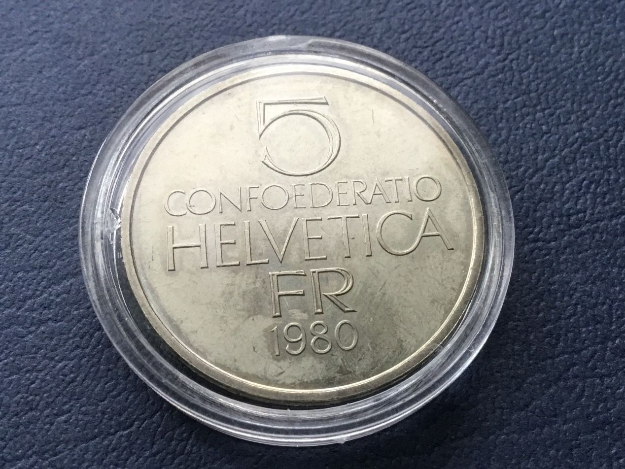 Tutti le monete: ** 5 Franken HODLER 1980 – Usato da St. Margrethen SG venduto da alfapeugeot10 2